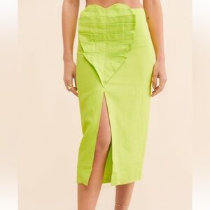 Farm Rio Linen Leaf Midi Skirt, size small